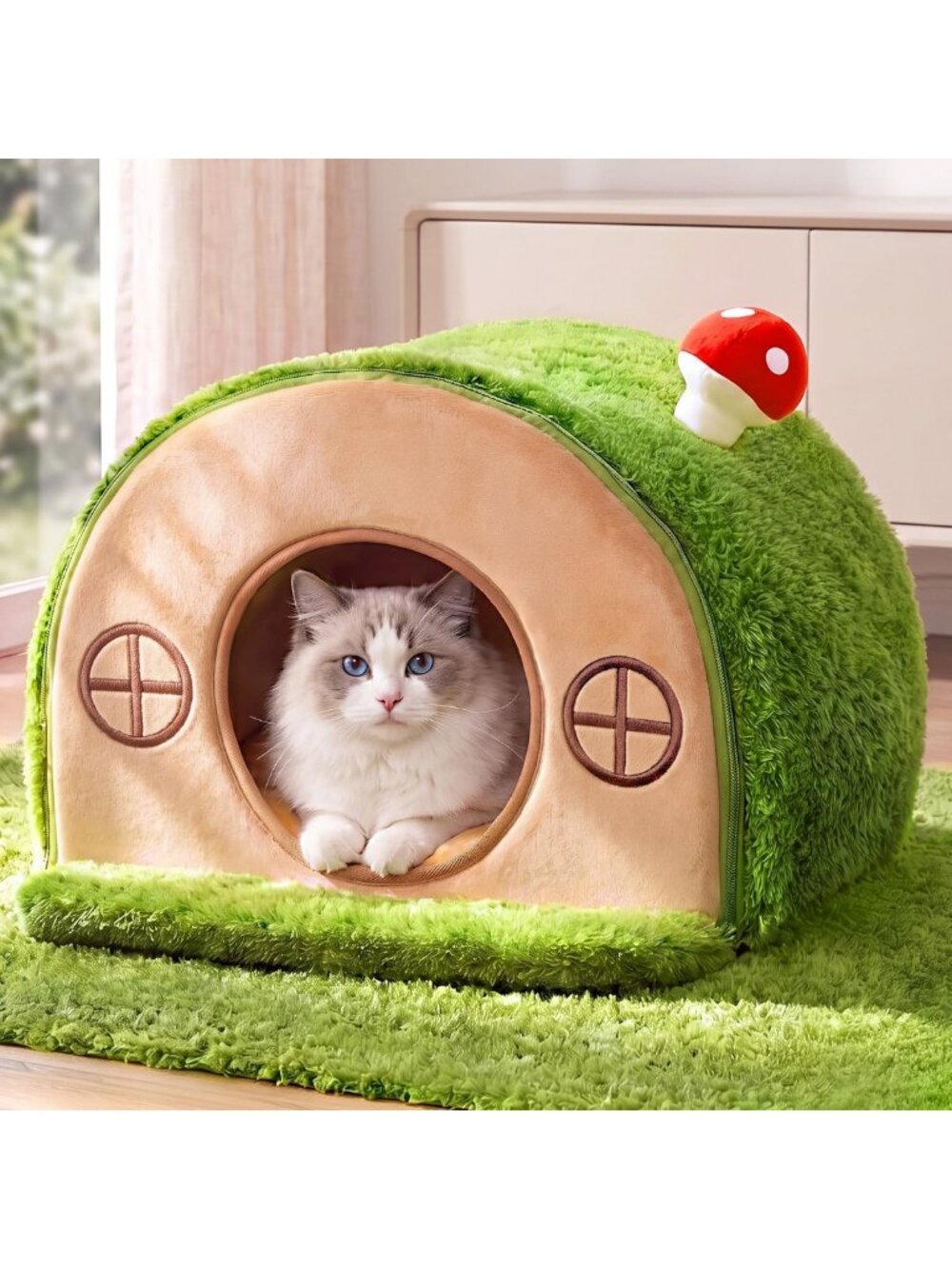 Cozy Cat Cave Bed - Indoor Tree House Hideaway for Cats & Kittens, Soft & Warm